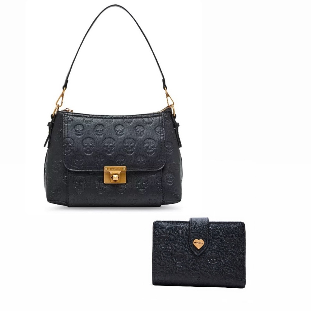 Betsy Johnson Skull Boss Satchel & Skullicious Bifold Wallet